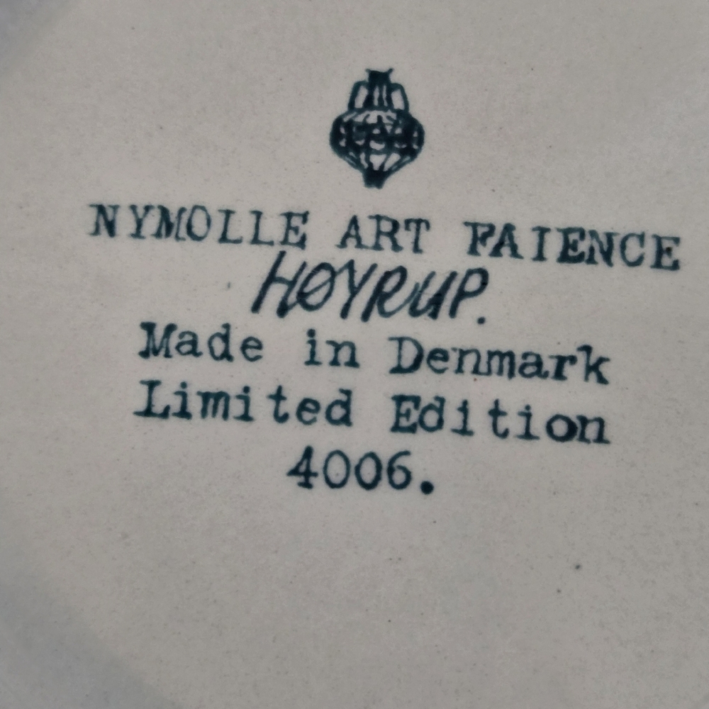 NYMOLLE ART FAIENCE HOYRUP Green Porcelain Limited Edition Cup & 2 Saucers 4006 - Picture 7 of 11